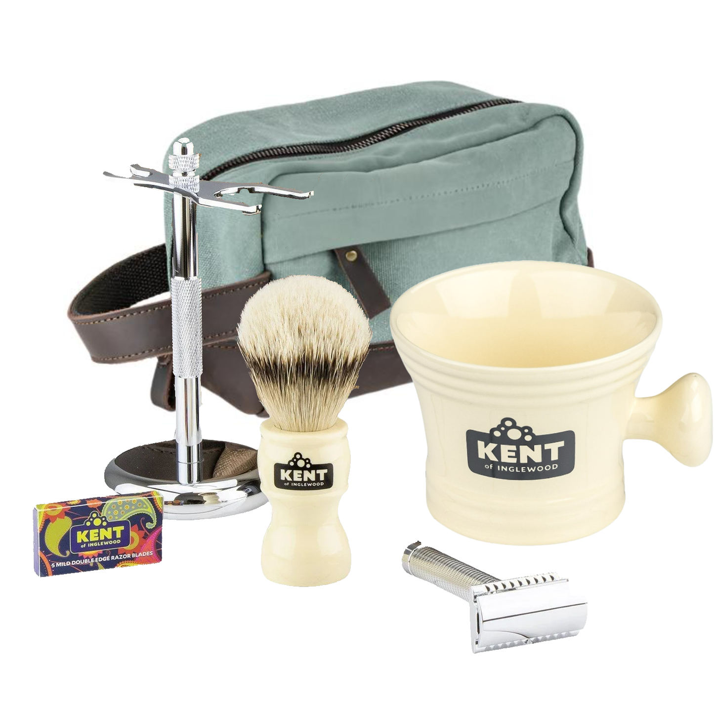 Kent of Inglewood Deluxe Ivory/Chrome Shaving Kit