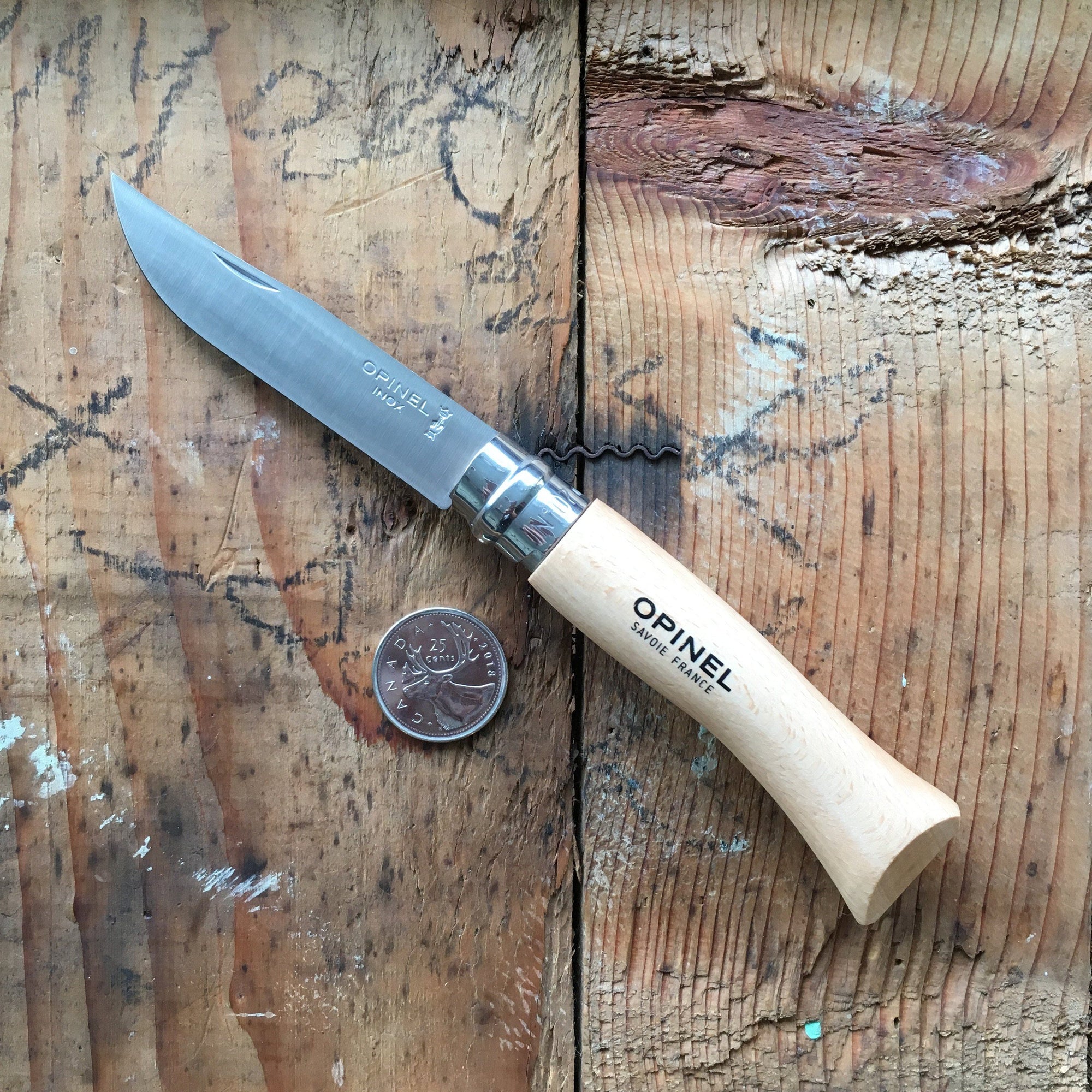 Opinel Knives No. 7 Carbon Steel Knife Beech Wood (3.06 Satin) - Blade HQ